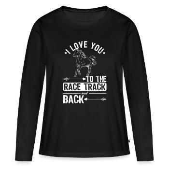 conception de chevaux de course - T-shirt manches longues Premium bio Femme - noir - Devant - Julia (174cm)
