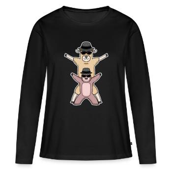 Sloth Alpaca Hug Hugging Hugs - Women's Premium Organic Long Sleeve Shirt - black - Front - Julia (174cm)