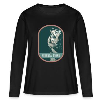 Écusson portrait Tigre Bengale : Faune Indienne - T-shirt manches longues Premium bio Femme - noir - Devant - Julia (174cm)