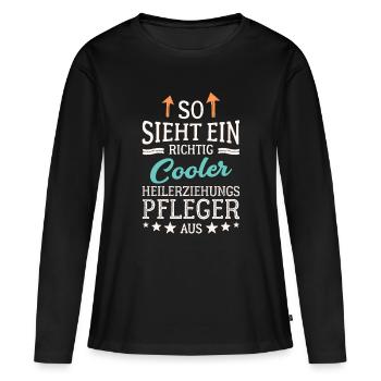 So sieht ein cooler Heilerziehungspfleger aus - Frauen Premium Bio Langarmshirt - Schwarz - Vorne - Julia (174cm)