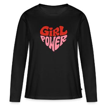 Féministe Girl Power Heart Design - T-shirt manches longues Premium bio Femme - noir - Devant - Julia (174cm)