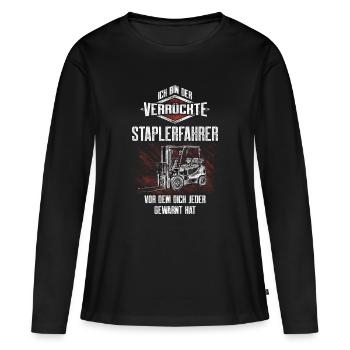 Le motif de l’ironie du cariste fou - T-shirt manches longues Premium bio Femme - noir - Devant - Julia (174cm)