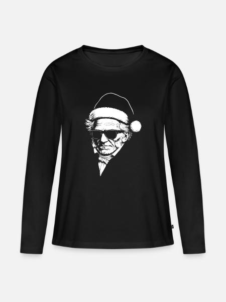 Santa Schopenhauer Noir Portrait mit Sonnenbrille - Frauen Premium Bio Langarmshirt - Schwarz