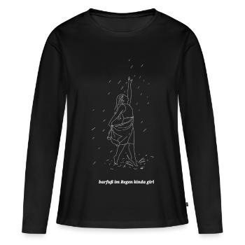 Barefoot in the rain kinda girl 👣 - Women's Premium Organic Long Sleeve Shirt - black - Front - Julia (174cm)