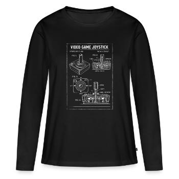 Plan rétro du joystick - T-shirt manches longues Premium bio Femme - noir - Devant - Julia (174cm)