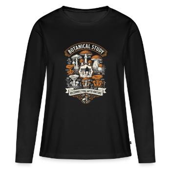 Étude botanique - T-shirt manches longues Premium bio Femme - noir - Devant - Julia (174cm)