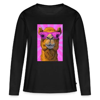 Kamel - Frauen Premium Bio Langarmshirt - Schwarz - Vorne - Julia (174cm)