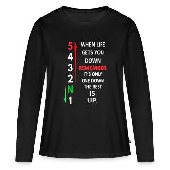 Rappelez-vous du schéma de changement de vitesse moto 1 en bas et en haut - T-shirt manches longues Premium bio Femme - noir - Devant - Julia (174cm)