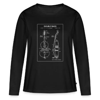Blueprint Double Bass Illustration - Women's Premium Organic Long Sleeve Shirt - black - Front - Julia (174cm)