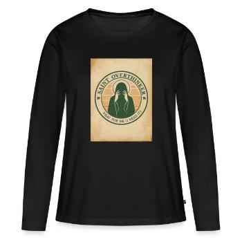 Saint Overthinker T-Shirt - Vintage Academic Style - Women's Premium Organic Long Sleeve Shirt - black - Front - Julia (174cm)