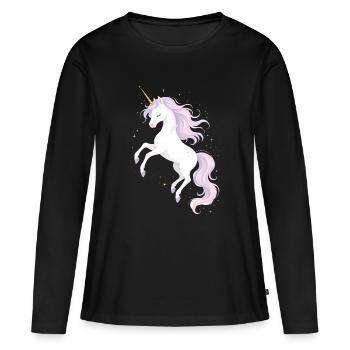Illustration de licorne magique - T-shirt manches longues Premium bio Femme - noir - Devant - Julia (174cm)