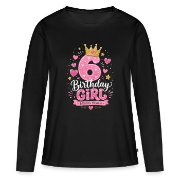 Couronne pailletée de la fille d’anniversaire 6 - T-shirt manches longues Premium bio Femme - noir - Devant - Julia (174cm)