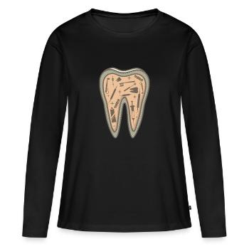 Der riesige Zahn! - Geschenk - Frauen Premium Bio Langarmshirt - Schwarz - Vorne - Julia (174cm)