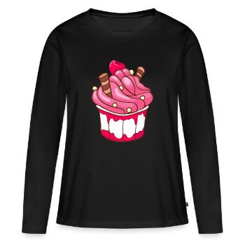Crème glacée, crème glacée, crème glacée, crème glacée, boule, crème glacée, sundae - T-shirt manches longues Premium bio Femme - noir - Devant - Julia (174cm)