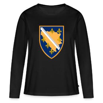 BiH Bosna Coat of Arms 3D - Women's Premium Organic Long Sleeve Shirt - black - Front - Julia (174cm)