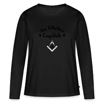 Une Authentique Complotiste - T-shirt manches longues Premium bio Femme - noir - Devant - Julia (174cm)