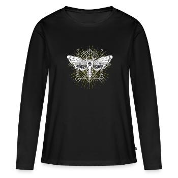 Motte Motte Phase lune Gothique Idée cadeau - T-shirt manches longues Premium bio Femme - noir - Devant - Julia (174cm)