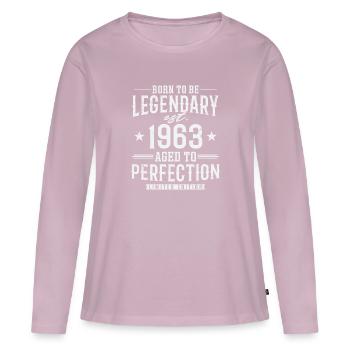Legendär seit Jahrgang 1963 - Frauen Premium Bio Langarmshirt - Altrosa - Vorne - Julia (174cm)