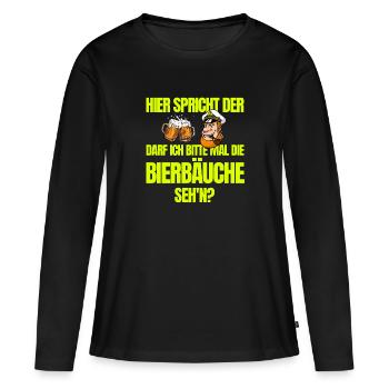 Hier spricht der Kapitän...Bierbäuche seh'n? - Frauen Premium Bio Langarmshirt - Schwarz - Vorne - Julia (174cm)