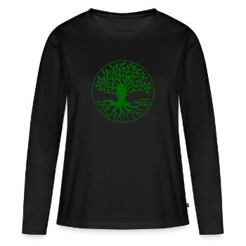 Arbre Arbre de vie - T-shirt manches longues Premium bio Femme - noir - Devant - Julia (174cm)