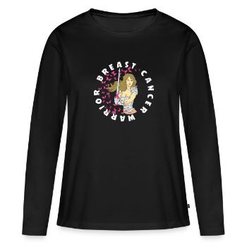 Breast Cancer Fighter - Chemotherapy Chemo Cancer - Women's Premium Organic Long Sleeve Shirt - black - Front - Julia (174cm)