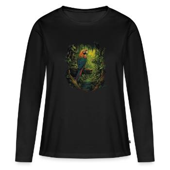 Bébé perroquet Oiseau Ara Wilderness - T-shirt manches longues Premium bio Femme - noir - Devant - Julia (174cm)