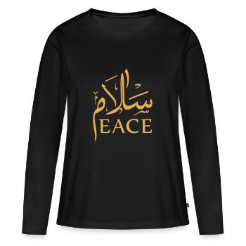 Frieden - Frauen Premium Bio Langarmshirt - Schwarz - Vorne - Julia (174cm)