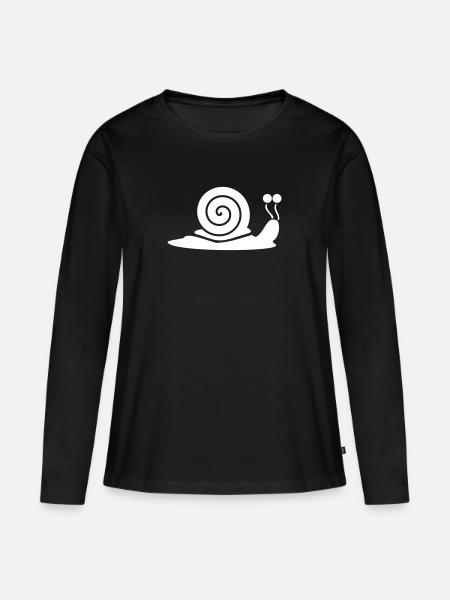 Schnecke mit Schneckenhaus - Frauen Premium Bio Langarmshirt - Schwarz