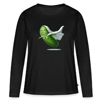 Concombre volant - T-shirt manches longues Premium bio Femme - noir - Devant - Julia (174cm)
