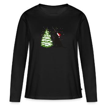 labrador golden retriever christmas tree stars - Women's Premium Organic Long Sleeve Shirt - black - Front - Julia (174cm)