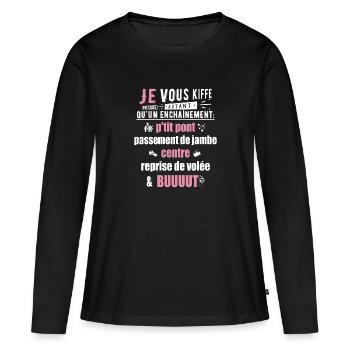 FOOTBALL Femme - footballeuse - foot féminin - T-shirt manches longues Premium bio Femme - noir - Devant - Julia (174cm)