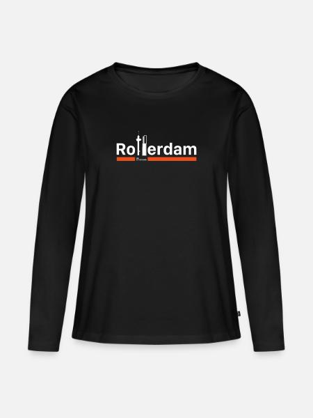 Rotterdam - Frauen Premium Bio Langarmshirt - Schwarz