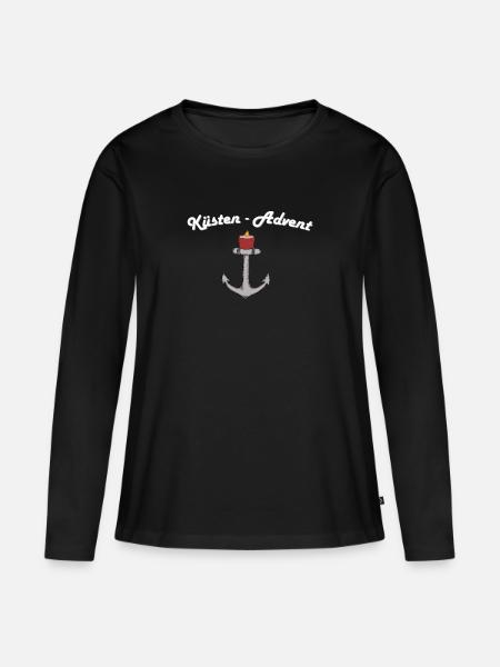 Weihnachten Advent Anker mit Kerze - Frauen Premium Bio Langarmshirt - Schwarz