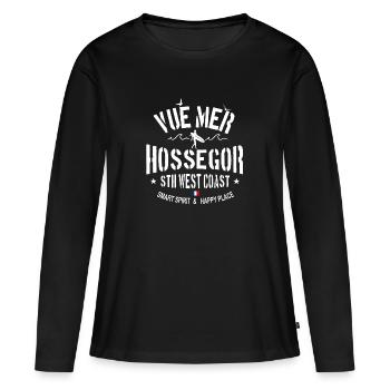 Tee shirt Vue mer Hossegor - T-shirt manches longues Premium bio Femme - noir - Devant - Julia (174cm)