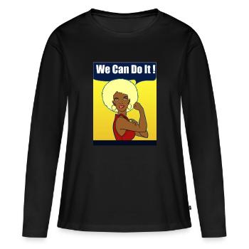 Woman Vintage Retro Woman Afro Hairstyle - Women's Premium Organic Long Sleeve Shirt - black - Front - Julia (174cm)