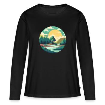 Paysage - T-shirt manches longues Premium bio Femme - noir - Devant - Julia (174cm)
