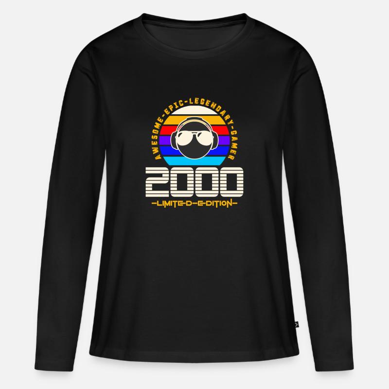 2000 - Frauen Premium Bio Langarmshirt - Schwarz