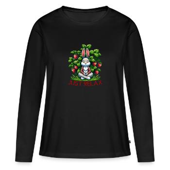 Just Relax - Frauen Premium Bio Langarmshirt - Schwarz - Vorne - Julia (174cm)