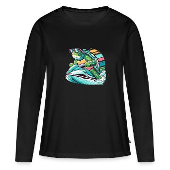 Jet Ski Turtle - Women's Premium Organic Long Sleeve Shirt - black - Front - Julia (174cm)