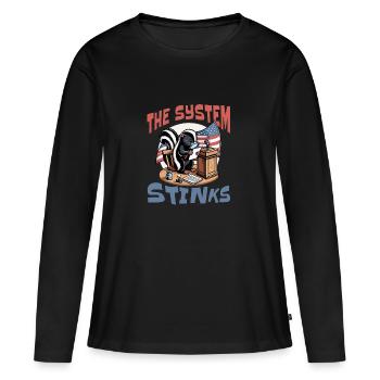 Politik System Stinkt - Frauen Premium Bio Langarmshirt - Schwarz - Vorne - Julia (174cm)