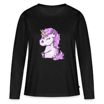 Cute pink unicorn foal - Women's Premium Organic Long Sleeve Shirt - black - Front - Julia (174cm)