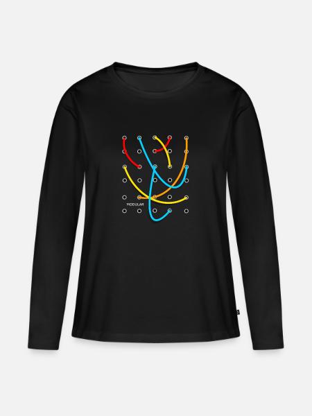 synthesizer modular - Ekologisk långärmad premium-T-shirt dam - svart