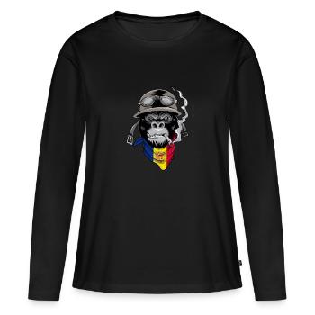 Casque de motocycliste d'Andorre - T-shirt manches longues Premium bio Femme - noir - Devant - Julia (174cm)