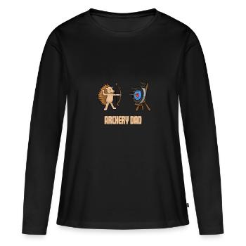 Igel Bogenschießen Vater Bogenschütze Vater - Frauen Premium Bio Langarmshirt - Schwarz - Vorne - Julia (174cm)