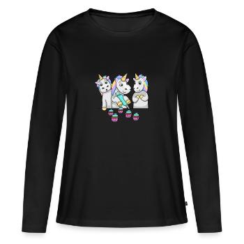 Boulanger Boulangerie Unicorn Cuisson de cupcakes - T-shirt manches longues Premium bio Femme - noir - Devant - Julia (174cm)