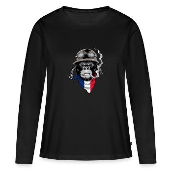 Patriotischer französischer Autofahrer - Frauen Premium Bio Langarmshirt - Schwarz - Vorne - Julia (174cm)