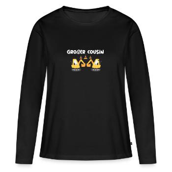 BaggerBaggerLastwagen Großer Cousin wird Bau - Frauen Premium Bio Langarmshirt - Schwarz - Vorne - Julia (174cm)