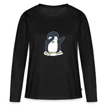 Cute Dabbing Penguin Antarctic Animal Snow - Women's Premium Organic Long Sleeve Shirt - black - Front - Julia (174cm)