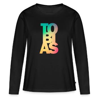 Tobias, présent, anniversaire - T-shirt manches longues Premium bio Femme - noir - Devant - Julia (174cm)
