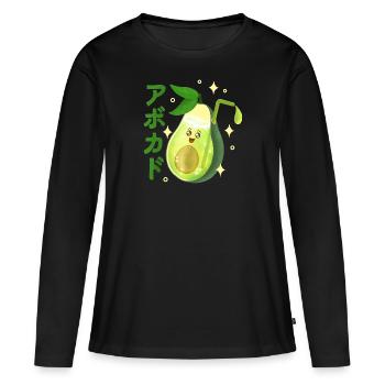 Jus d’avocat Kawaii - T-shirt manches longues Premium bio Femme - noir - Devant - Julia (174cm)
